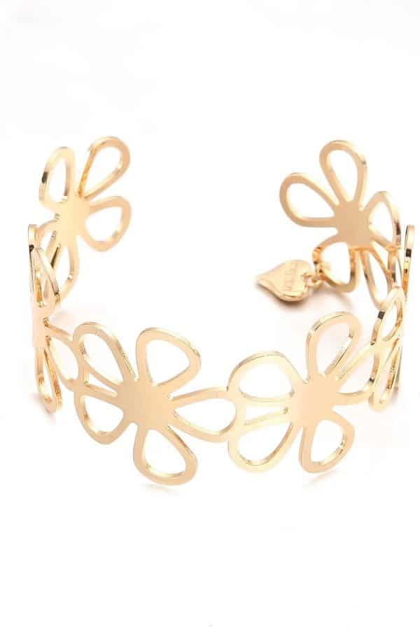 Reglerbart armband med blommor i guld